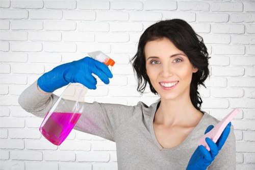 Finished carpet cleaning setup with equipment and care instructions